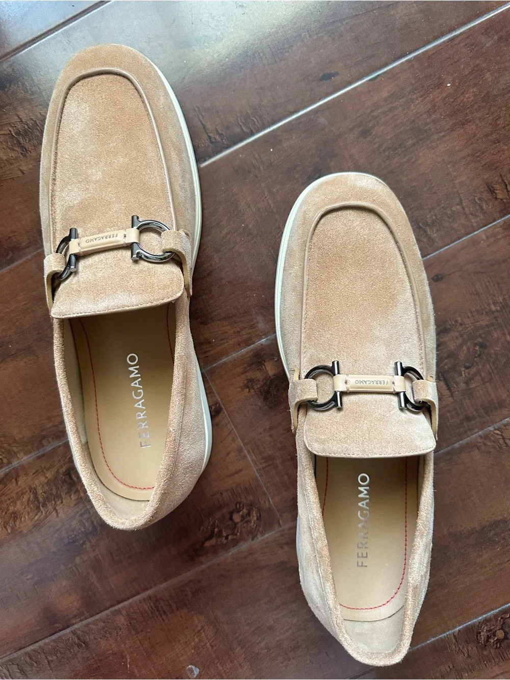 Salvatore Ferragamo Men’s Suede Bit Loafers in Beige